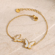 Pulseira Borboleta Duo Resina Branca