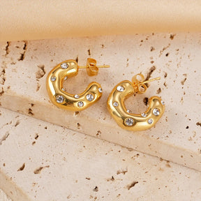 Brinco Argola com Zircônias Banhado em Ouro 18K