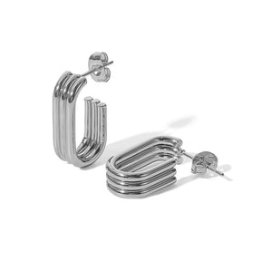 Brinco Argola Quadrada Três Camadas