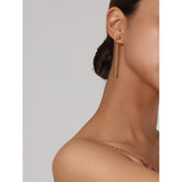 Brinco Fio Longo Pérolas Douradas