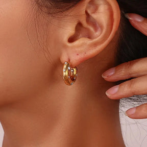 Brinco Argola com Zircônias Banhado em Ouro 18K