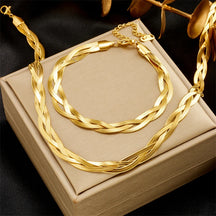 Conjunto Colar e Pulseira Trançado