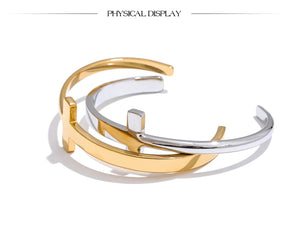 Pulseira Cruz Lisa Banhada a Ouro 18K
