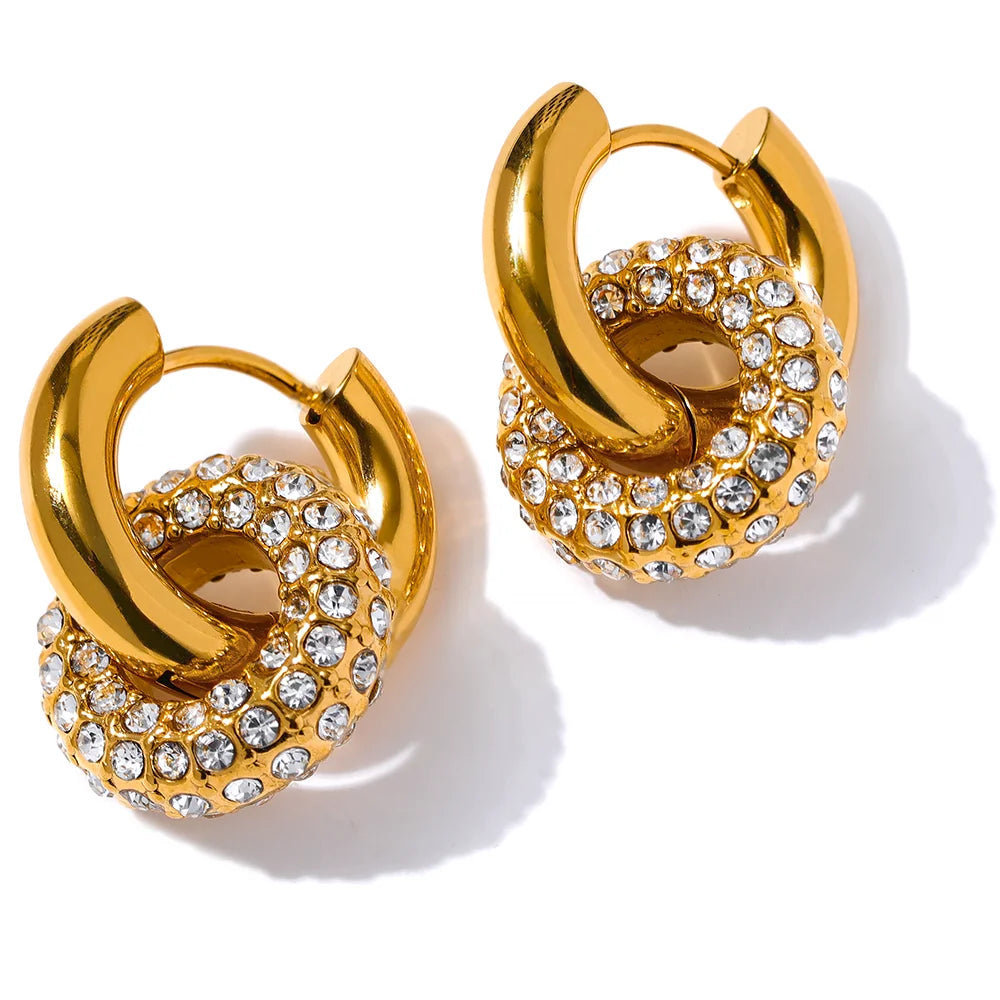Brinco Argola Delicada Dupla com Zircônia