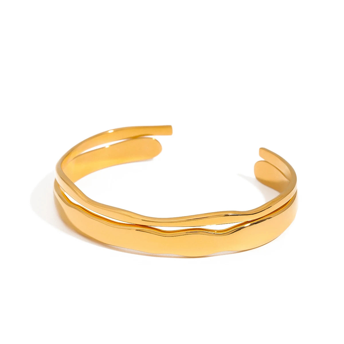 Pulseira Duo Ondas assimétricas Banho Ouro 18K