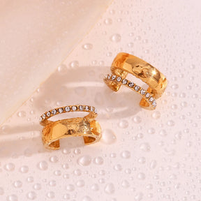 Brinco Piercing Fake Duo Aros Cravejado