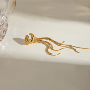 Brinco Piercing Fake Argola Franja Assimétrica