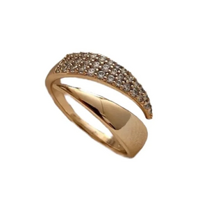 Anel Cravejado Duo Ajustável Banhado a Ouro 18K